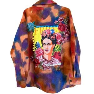 Frida Kahlo Shrine Shacket (Womens-Small): Mexicana, la raza, jacket, coat